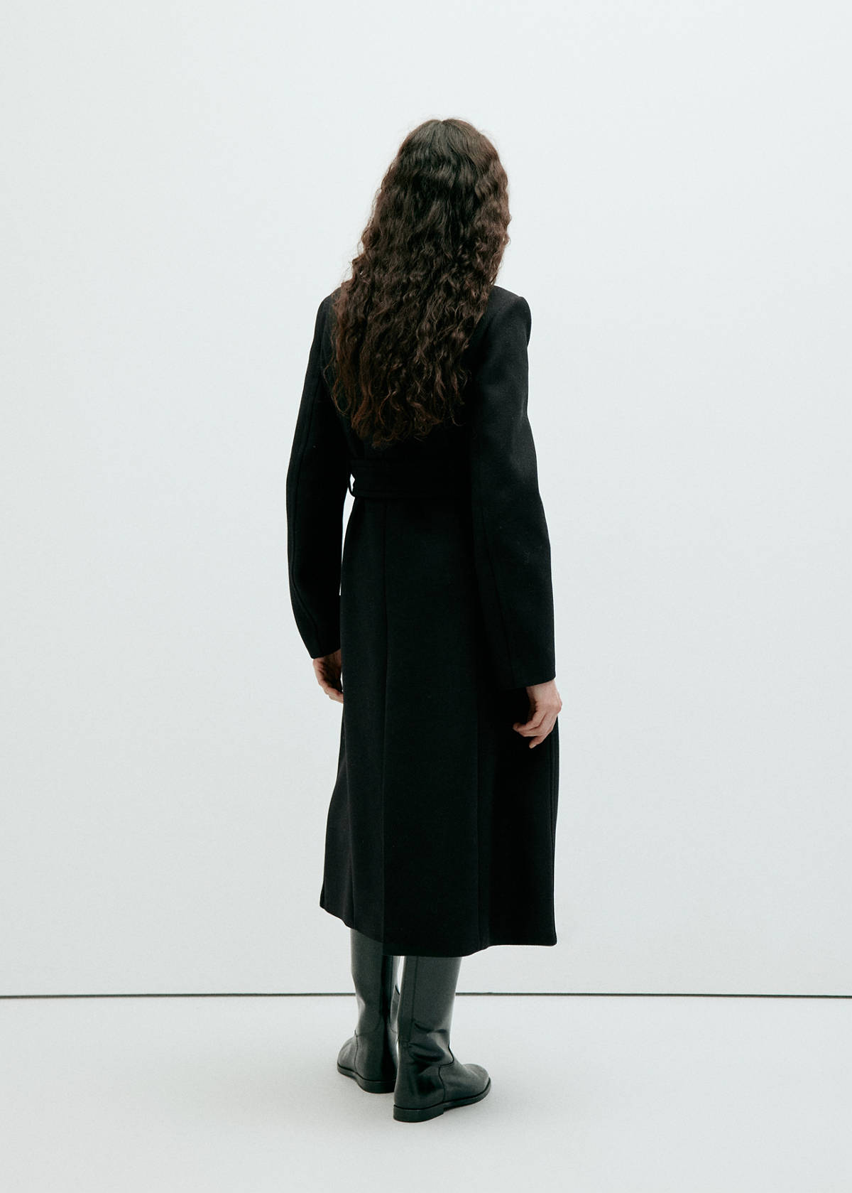Manteco wool coat with funnel neck — Black