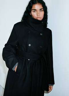 Manteco wool coat with funnel neck — Black 6