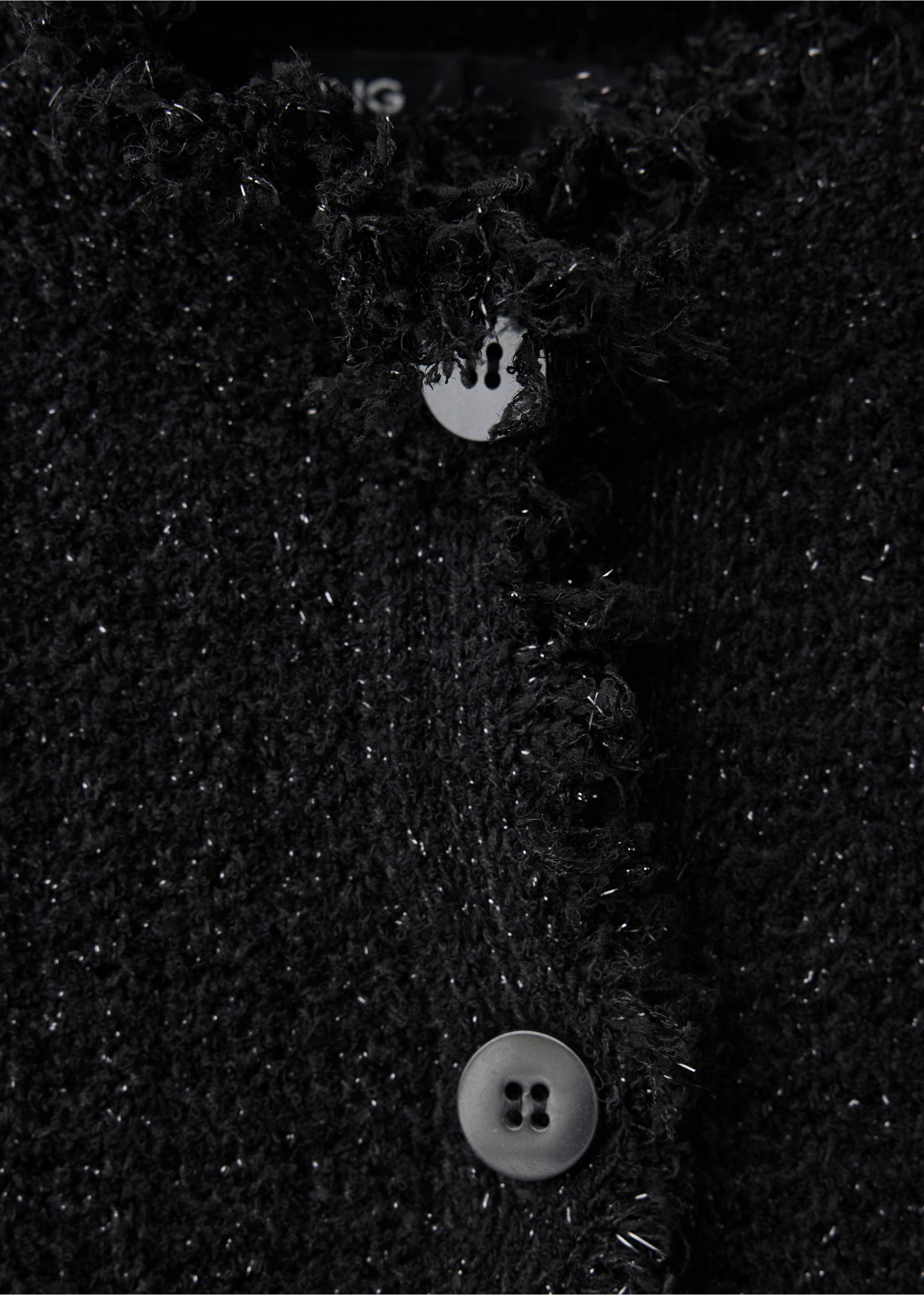 Veste en maille avec détails en lurex - Détail de l'article 8, Noir. Ref: 37027810-00.