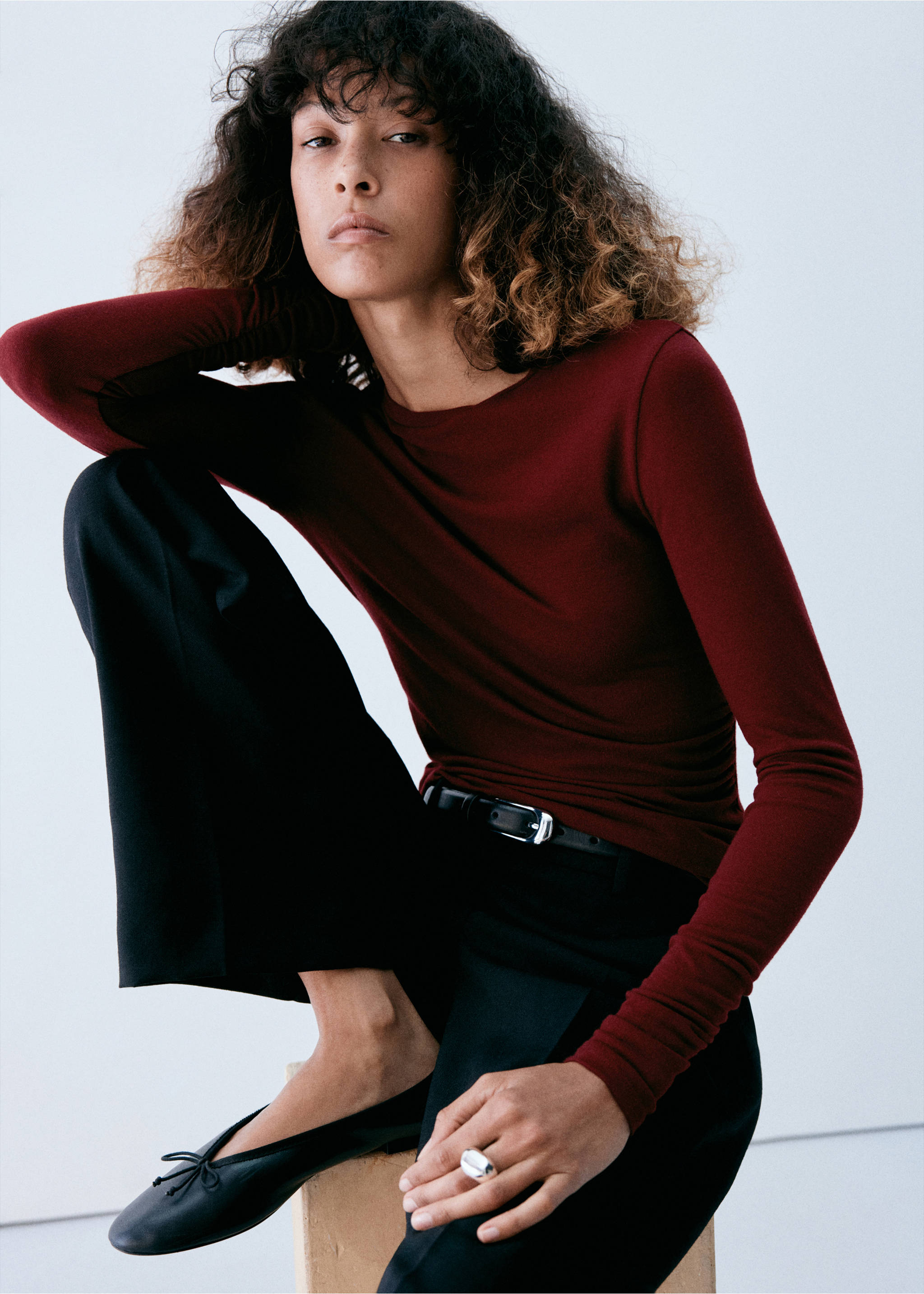T-SHIRT SASHA - Medium plane, Burgundy. Ref: 37027815-00.