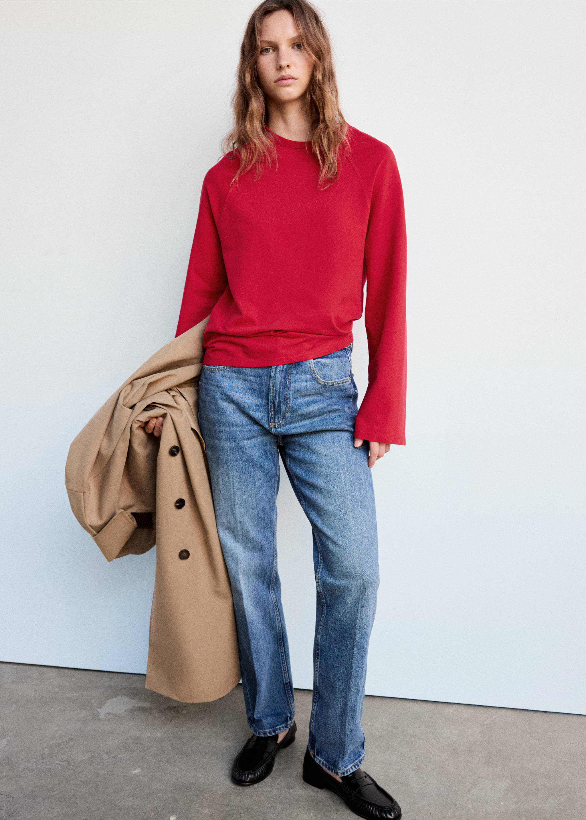 100% cotton long sleeve t-shirt - General plane, Red. Ref: 37027816-00.