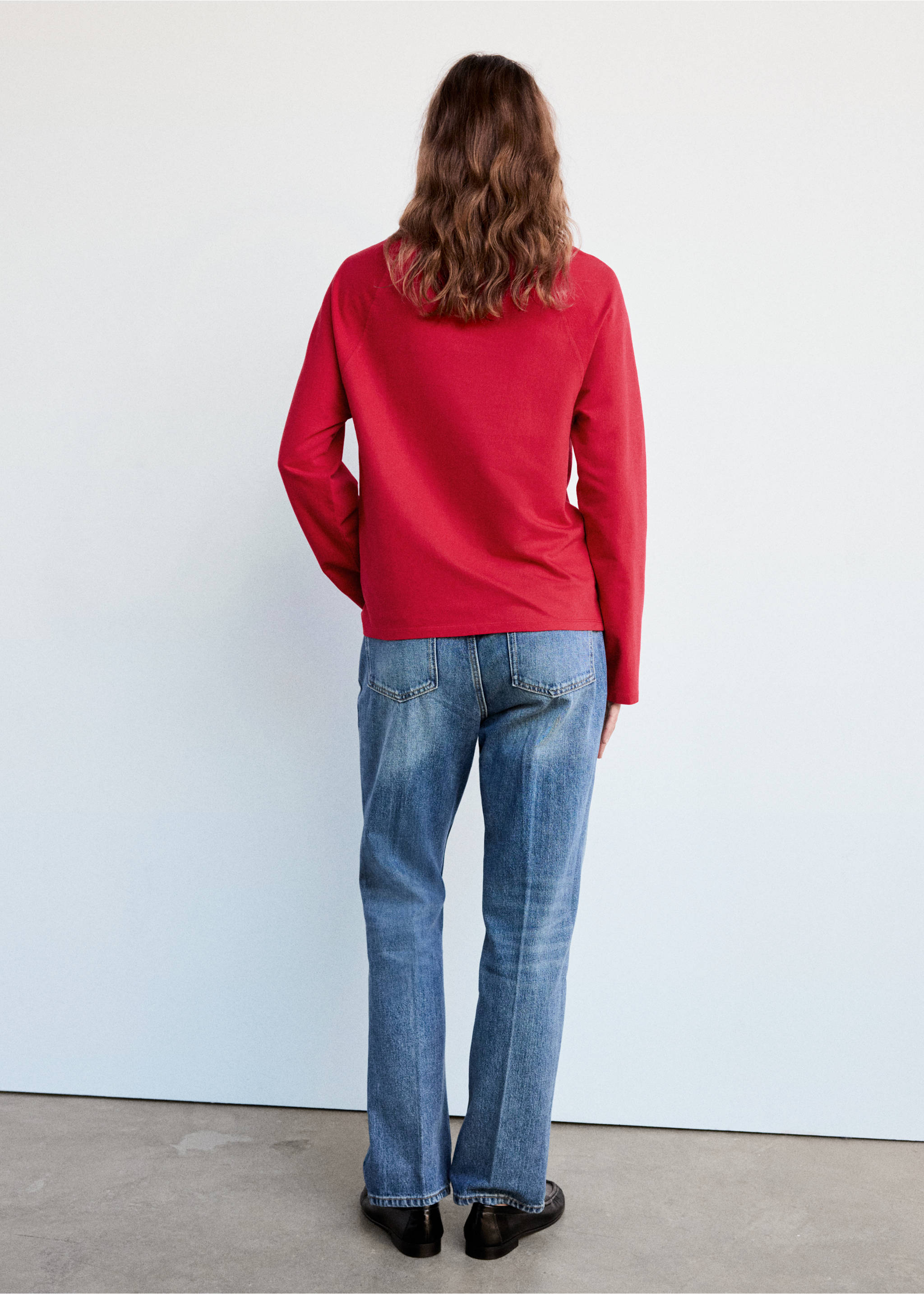 100% cotton long sleeve t-shirt - Reverse of the article, Red. Ref: 37027816-00.