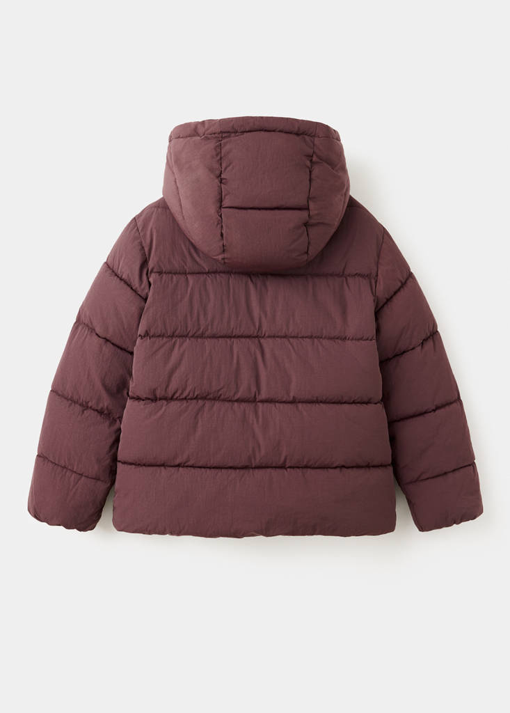 Hood puffer coat — Dark Red