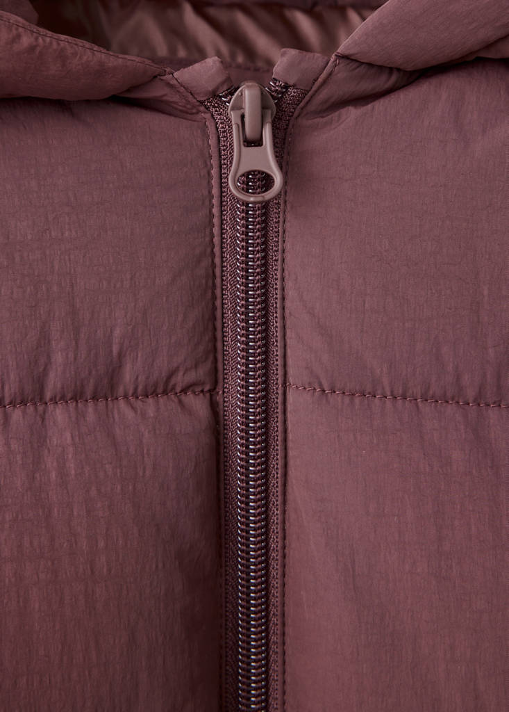 Hood puffer coat — Dark Red