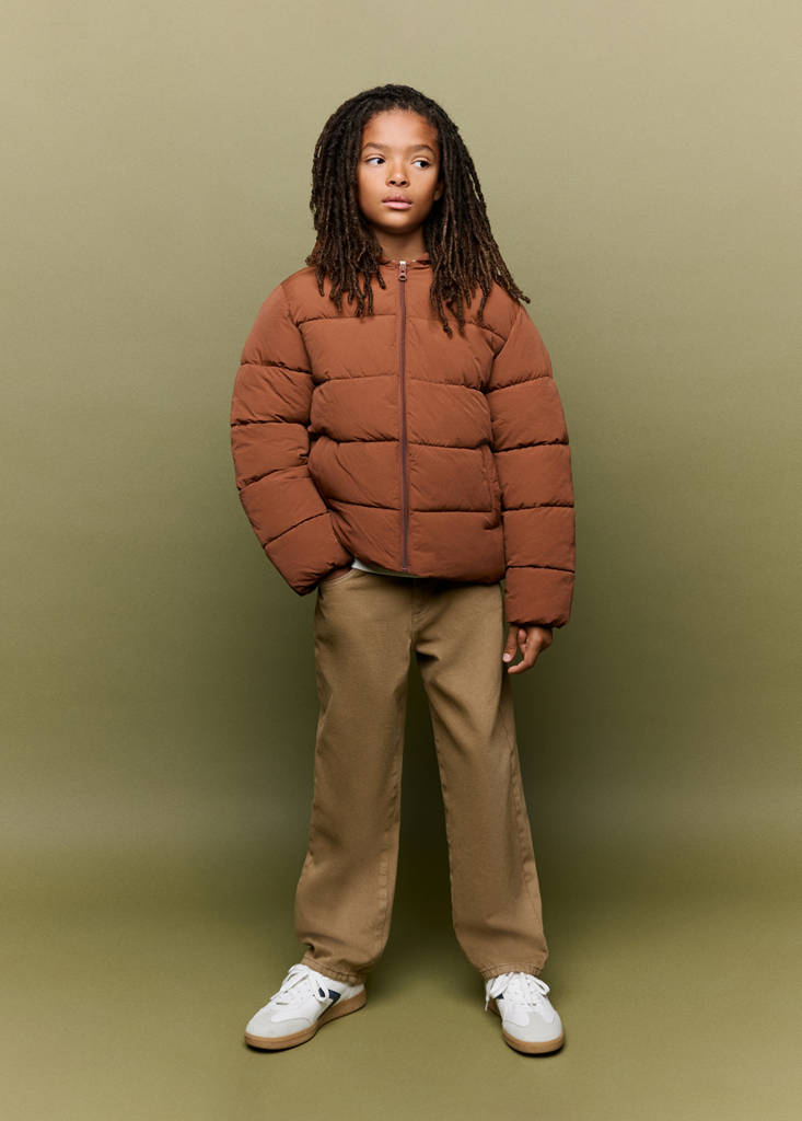 Hood puffer coat — Russet