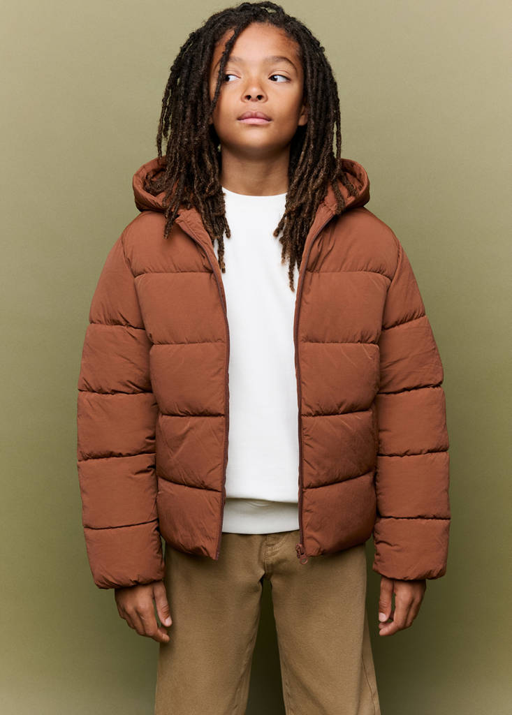 Hood puffer coat — Russet