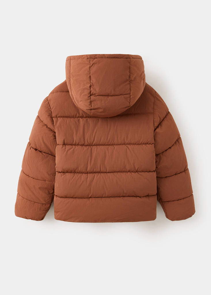 Hood puffer coat — Russet