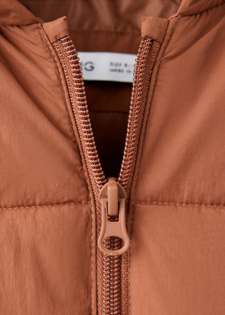 Hood puffer coat — Russet