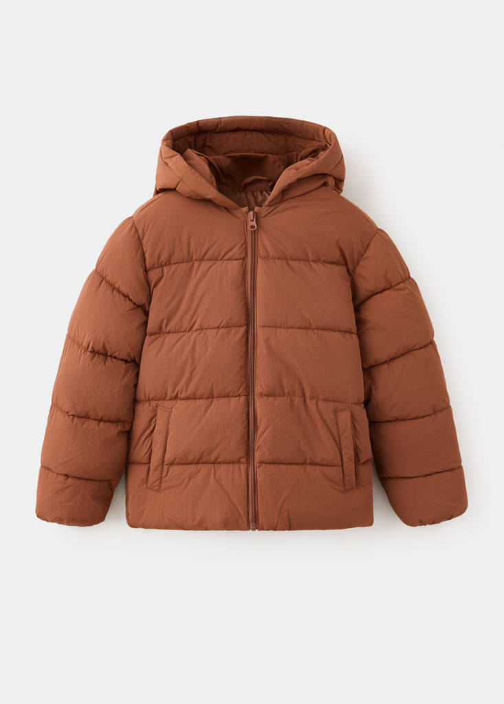Mango Kids' Hood Puffer Coat In Russet