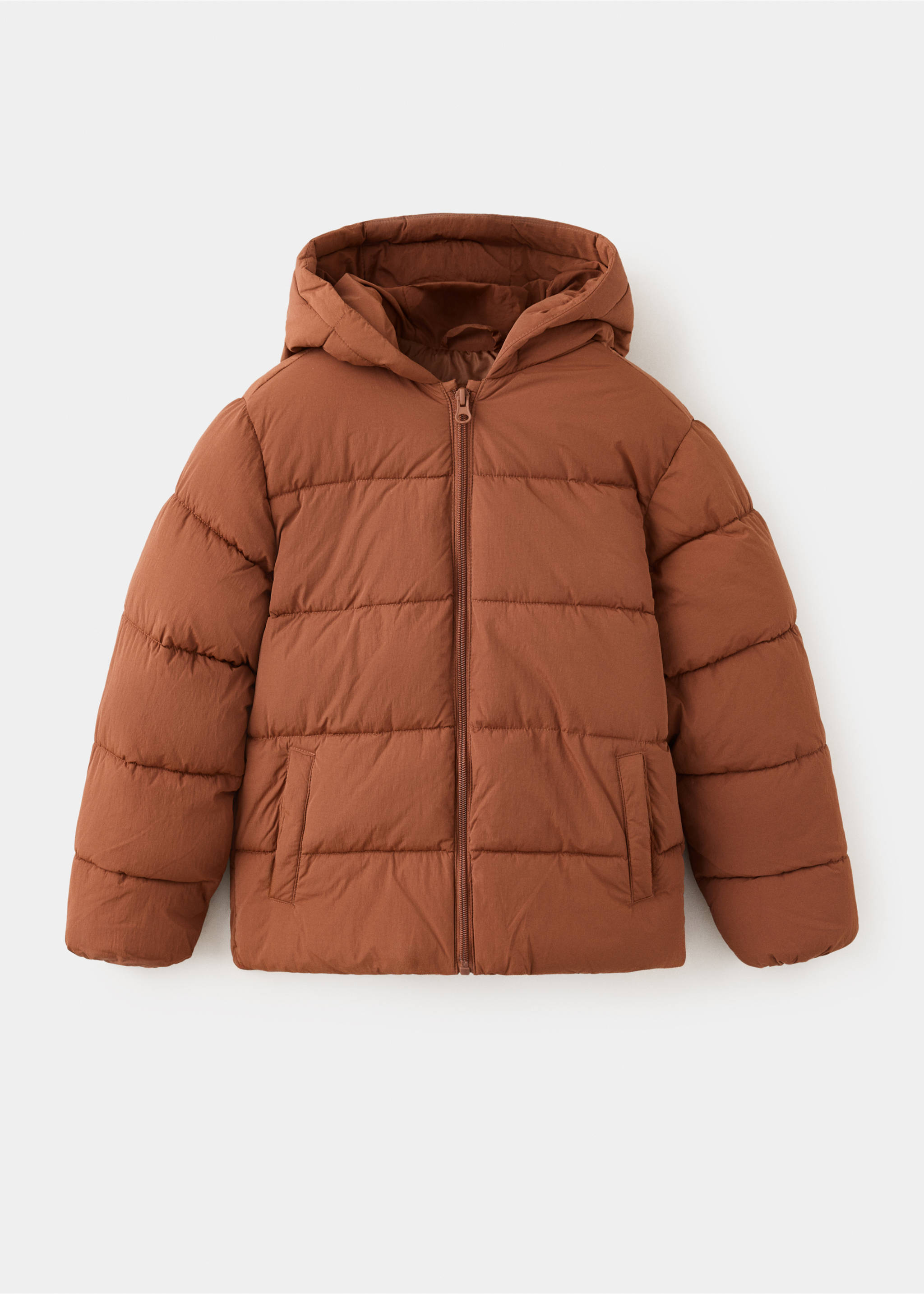 Anorak matelassé à capuche - Article sans modèle, Rouge-orangé. Ref: 37027884-00.