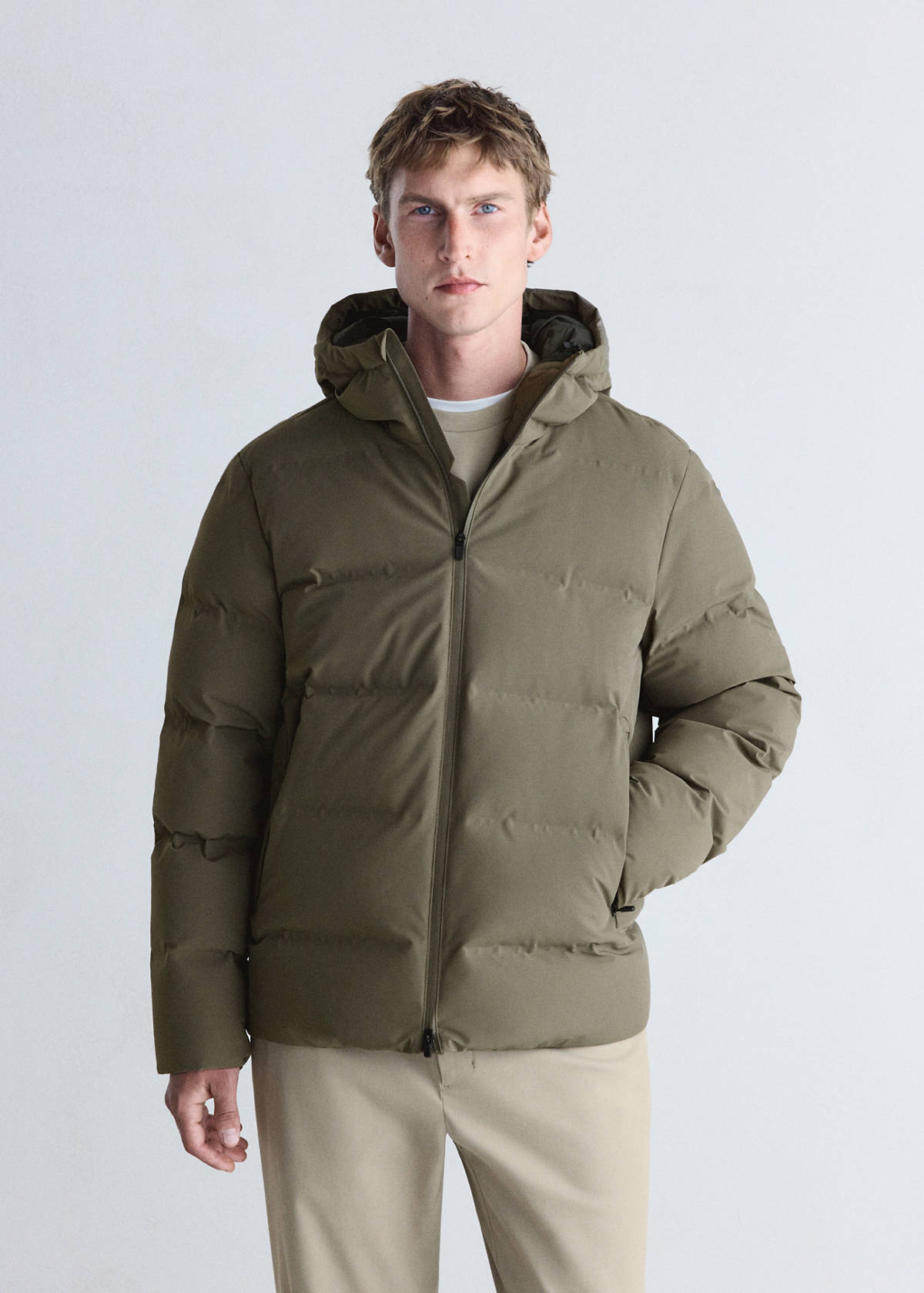 Waterproof quilted down-filled anorak — Medium Brown
