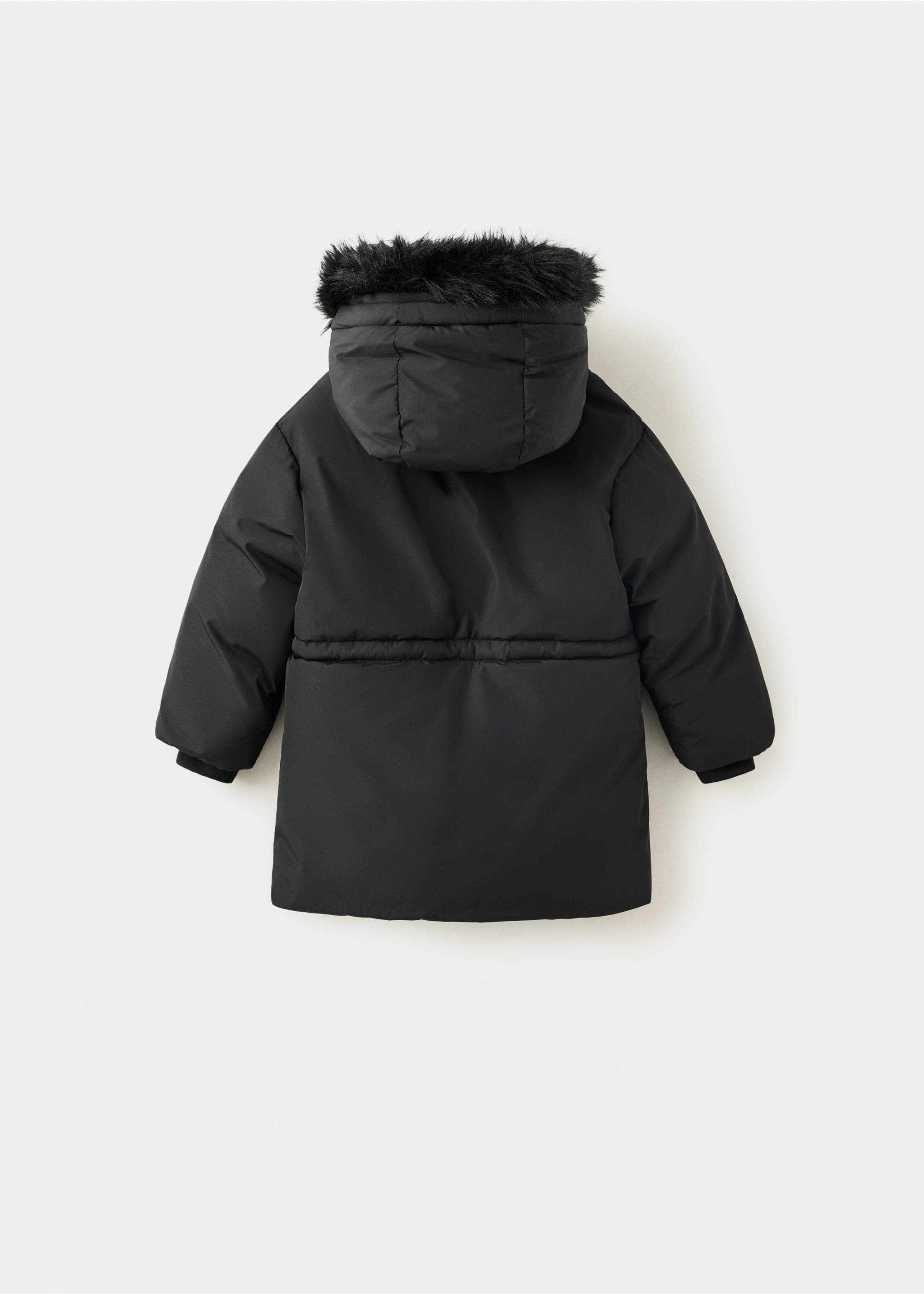 Large anorak with fur-effect hood - Reverse of the article, Black. Ref: 37027886-00.