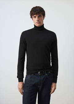 100% merino wool turtleneck sweater — Black 1