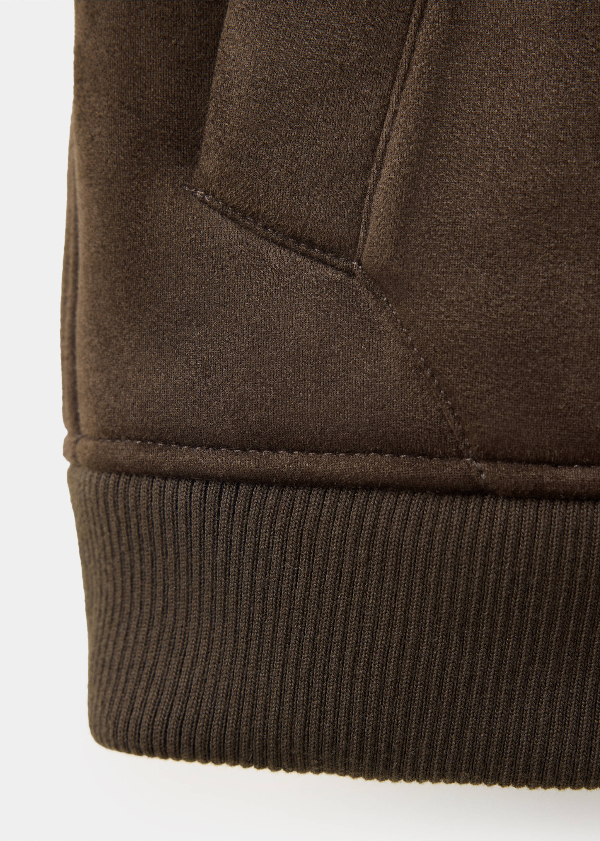 Suede-effect jacket with zip - Details of the article 0, Coffee. Ref: 37027890-00.
