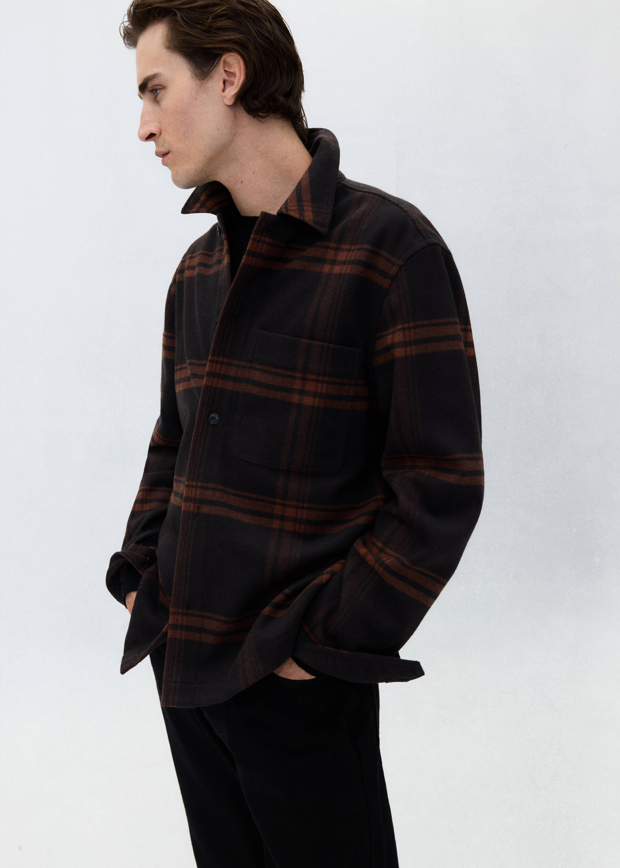 Check wool-blend overshirt - Details of the article 5
