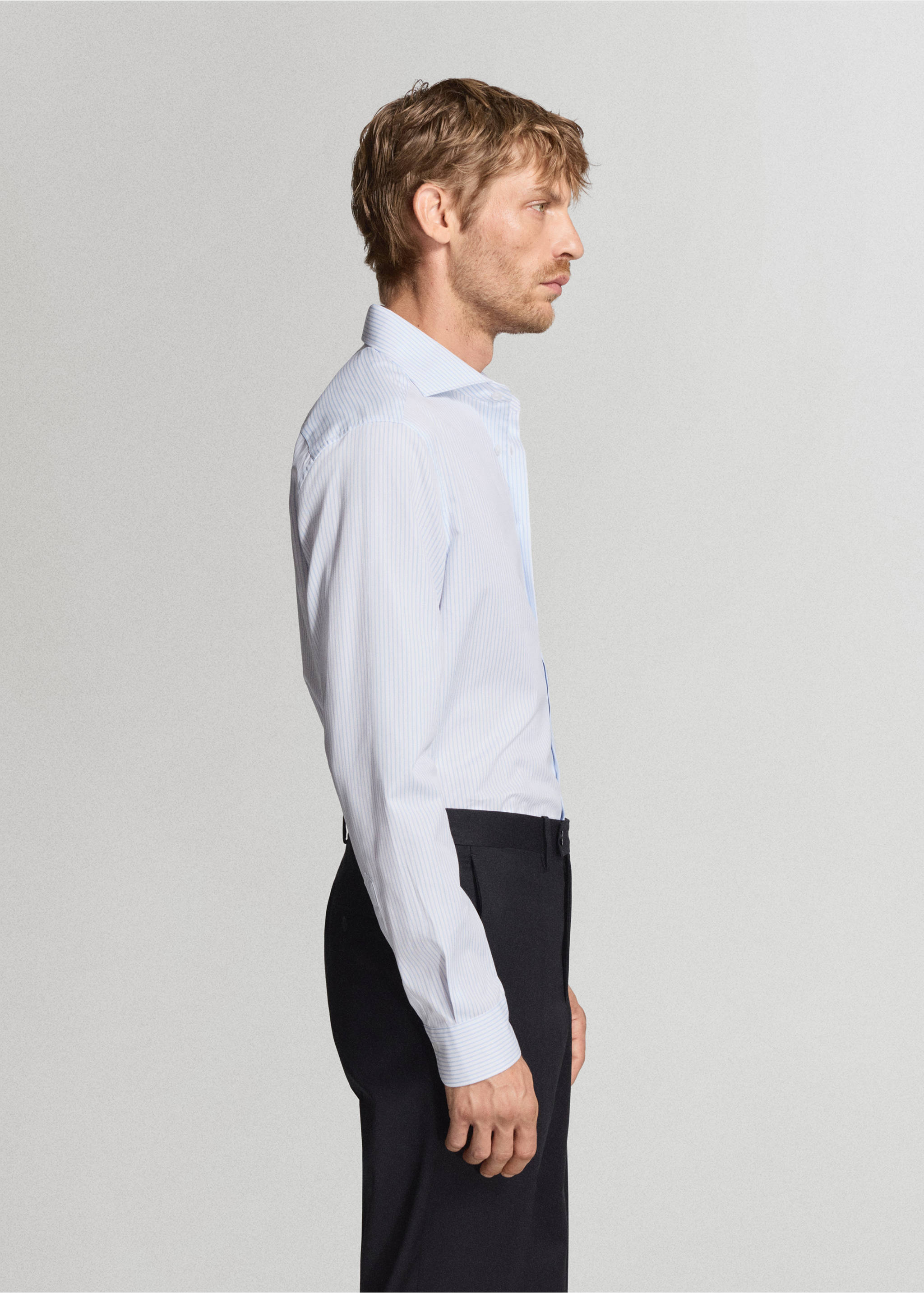 100% cotton striped shirt - Details of the article 2, Blue. Ref: 37027903-00.