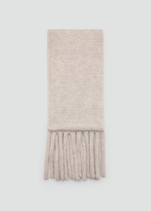 Fringes knit scarf — Ecru