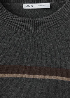 Knitted jumper in wool-cashmere blend with stripes — Dark Heather Grey 7