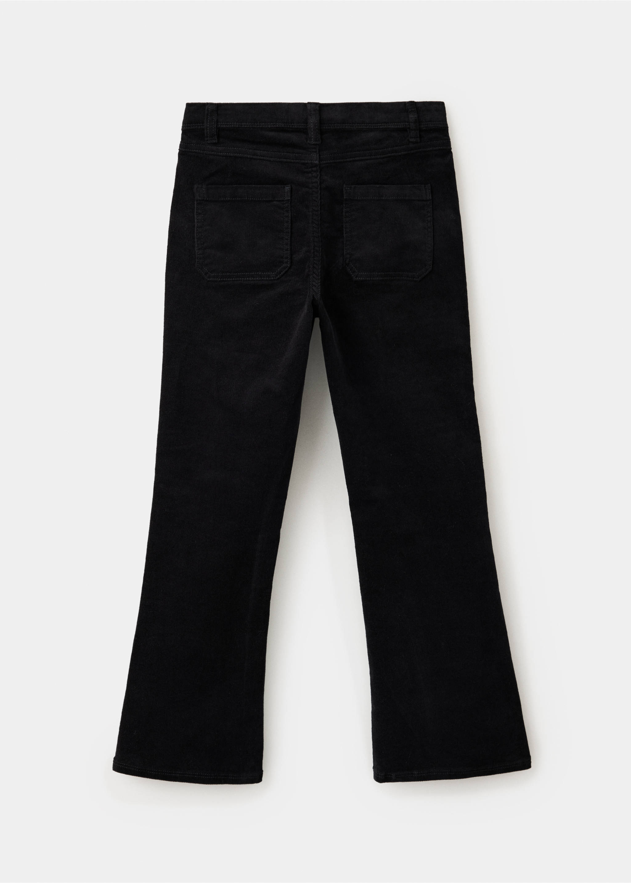 Flared corduroy trousers with studs - Reverse of the article, Black. Ref: 37027910-00.