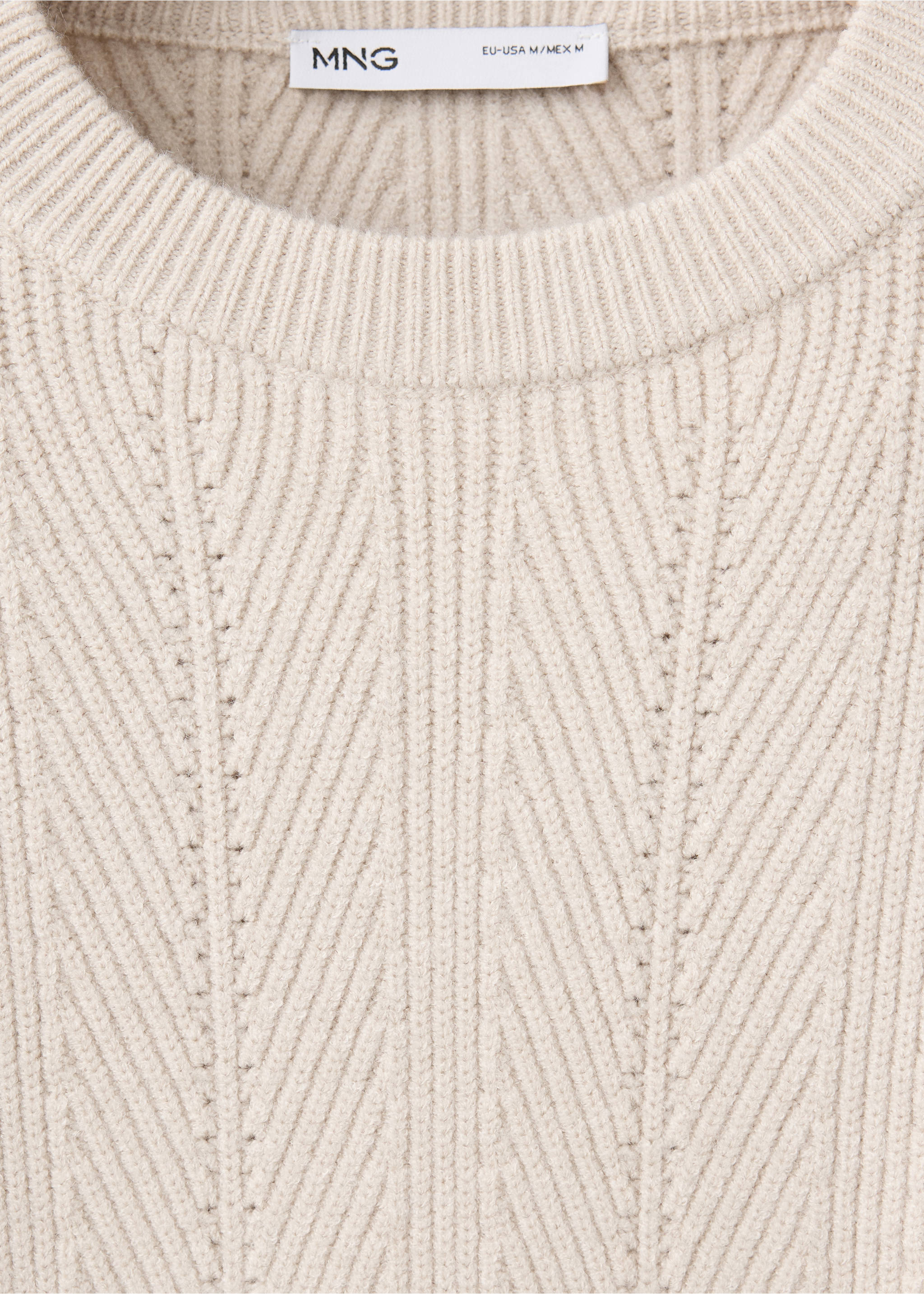 Structured knitted sweater - Details of the article 8, Ice Grey. Ref: 37027913-00.