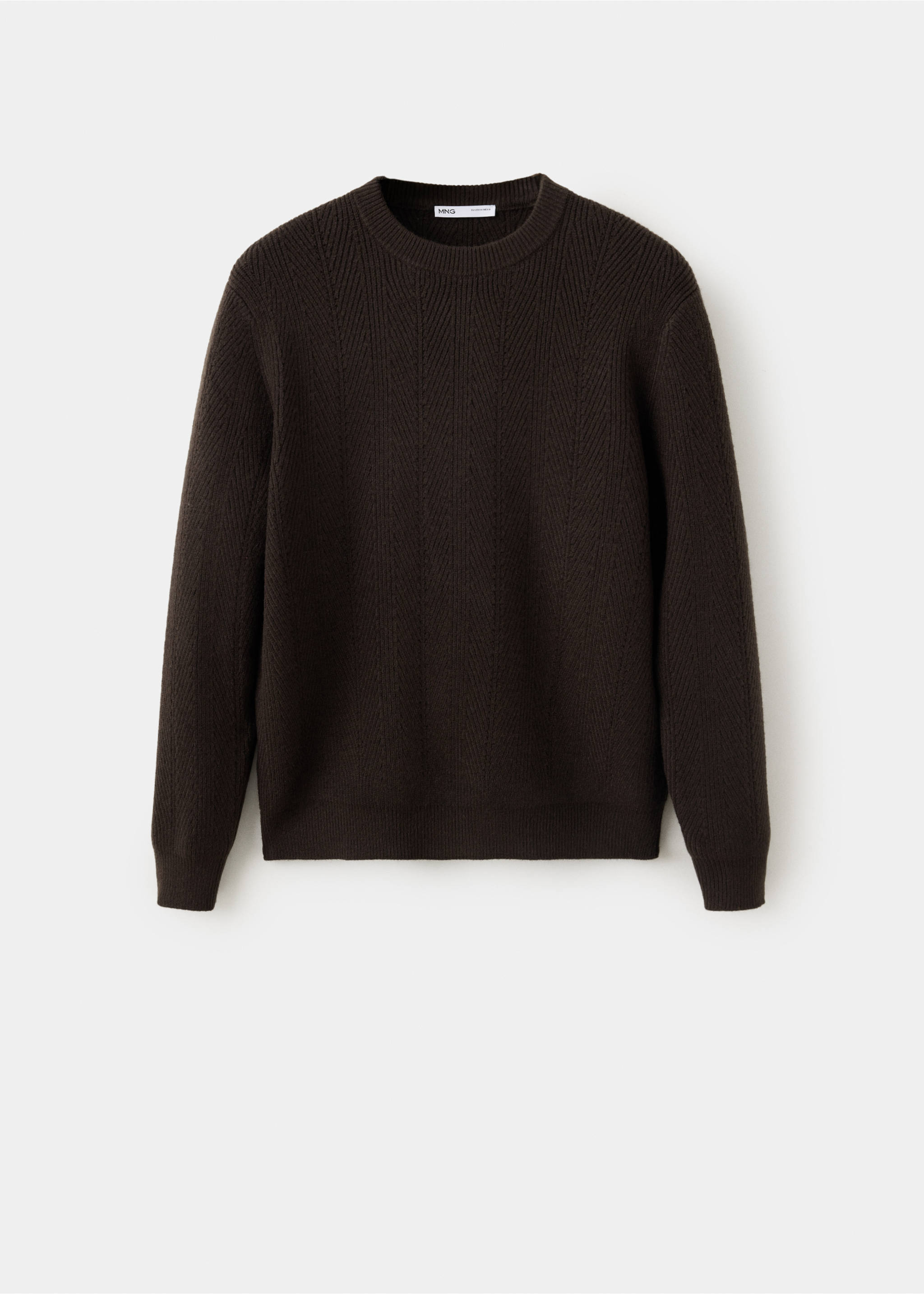Structured knitted sweater - Article without model, Chocolate. Ref: 37027913-00.