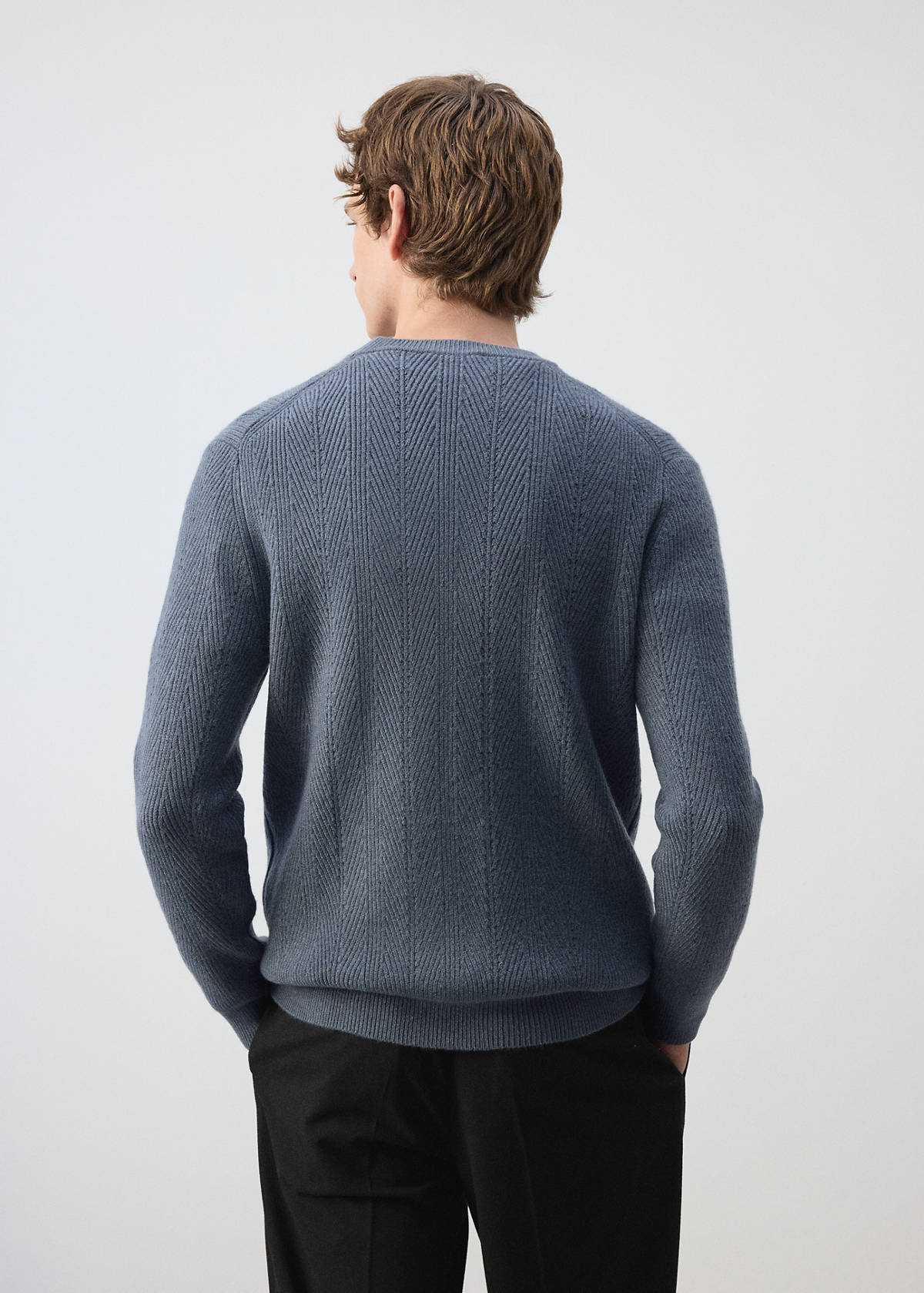 Herringbone knit sweater — Indigo Blue