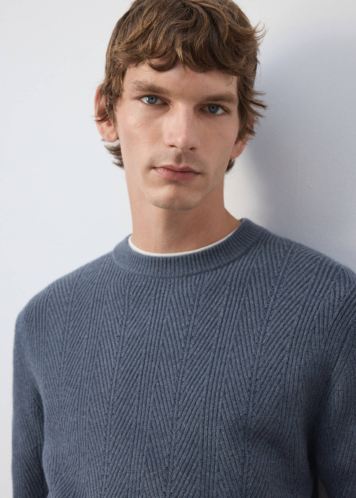 Herringbone knit sweater — Indigo Blue