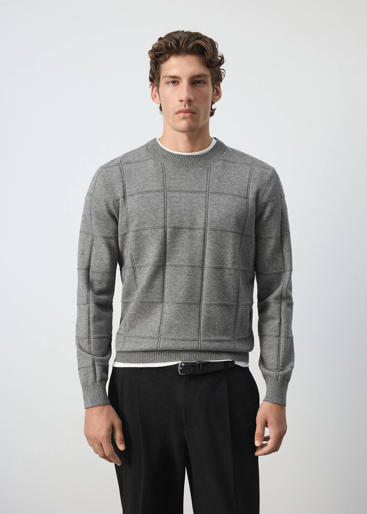 Structured knitted sweater — Medium Heather Grey