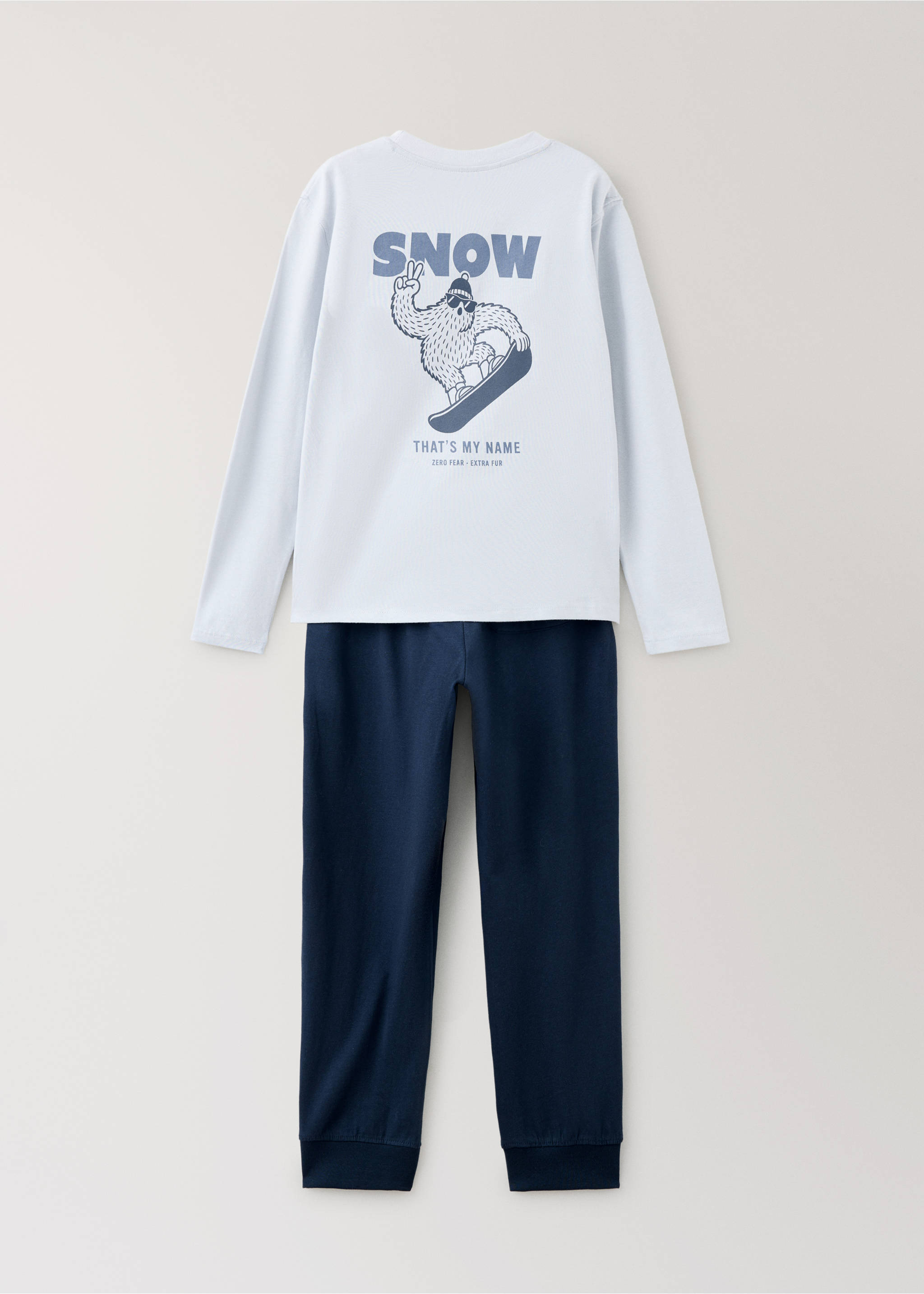 Full printed cotton pyjamas set - Reverse of the article, Ice Grey. Ref: 37027915-00.