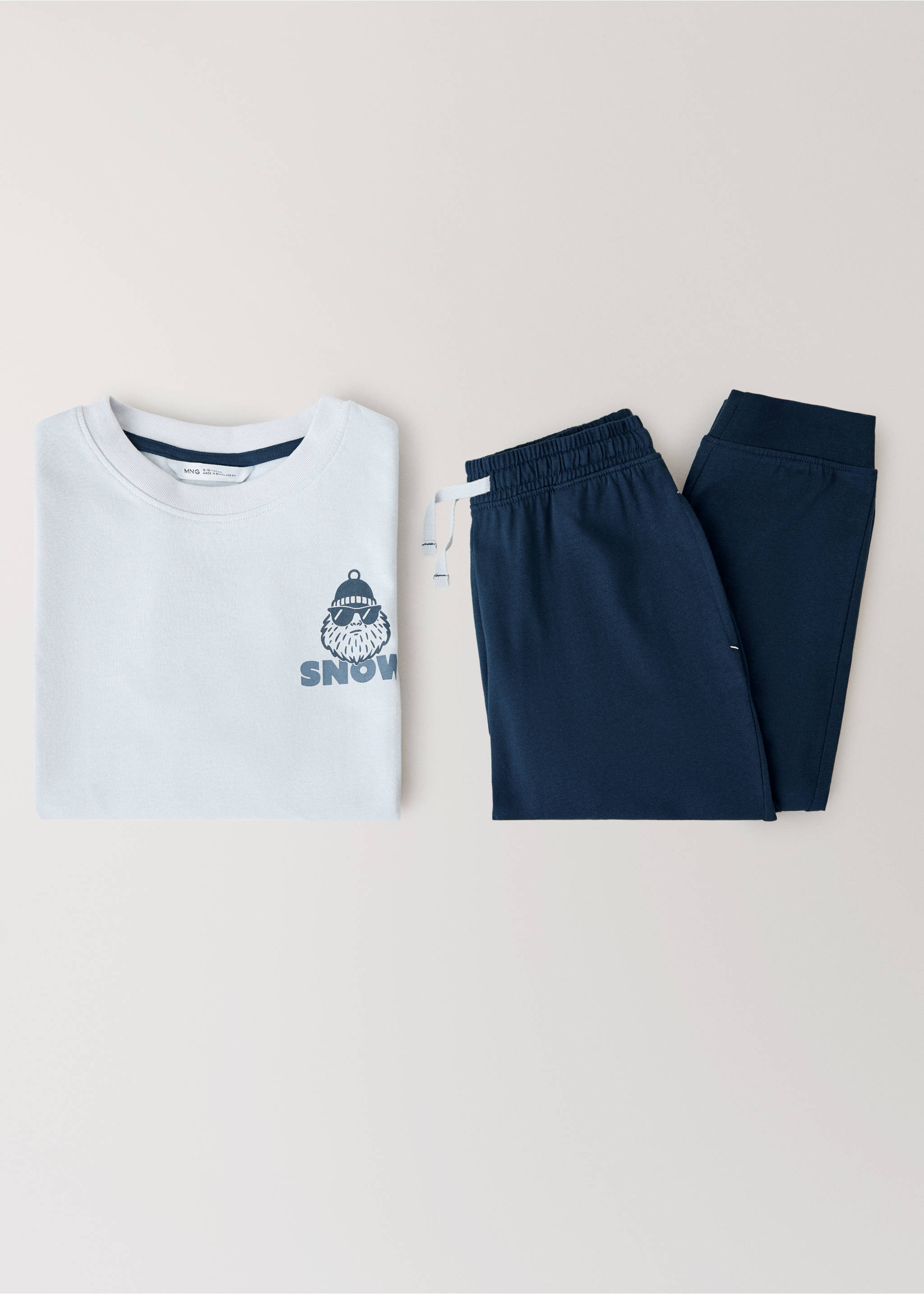 Full printed cotton pyjamas set - Details of the article 8, Ice Grey. Ref: 37027915-00.