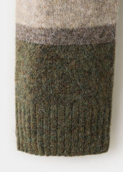 Striped alpaca wool blend polo jumper — Olive Green 10