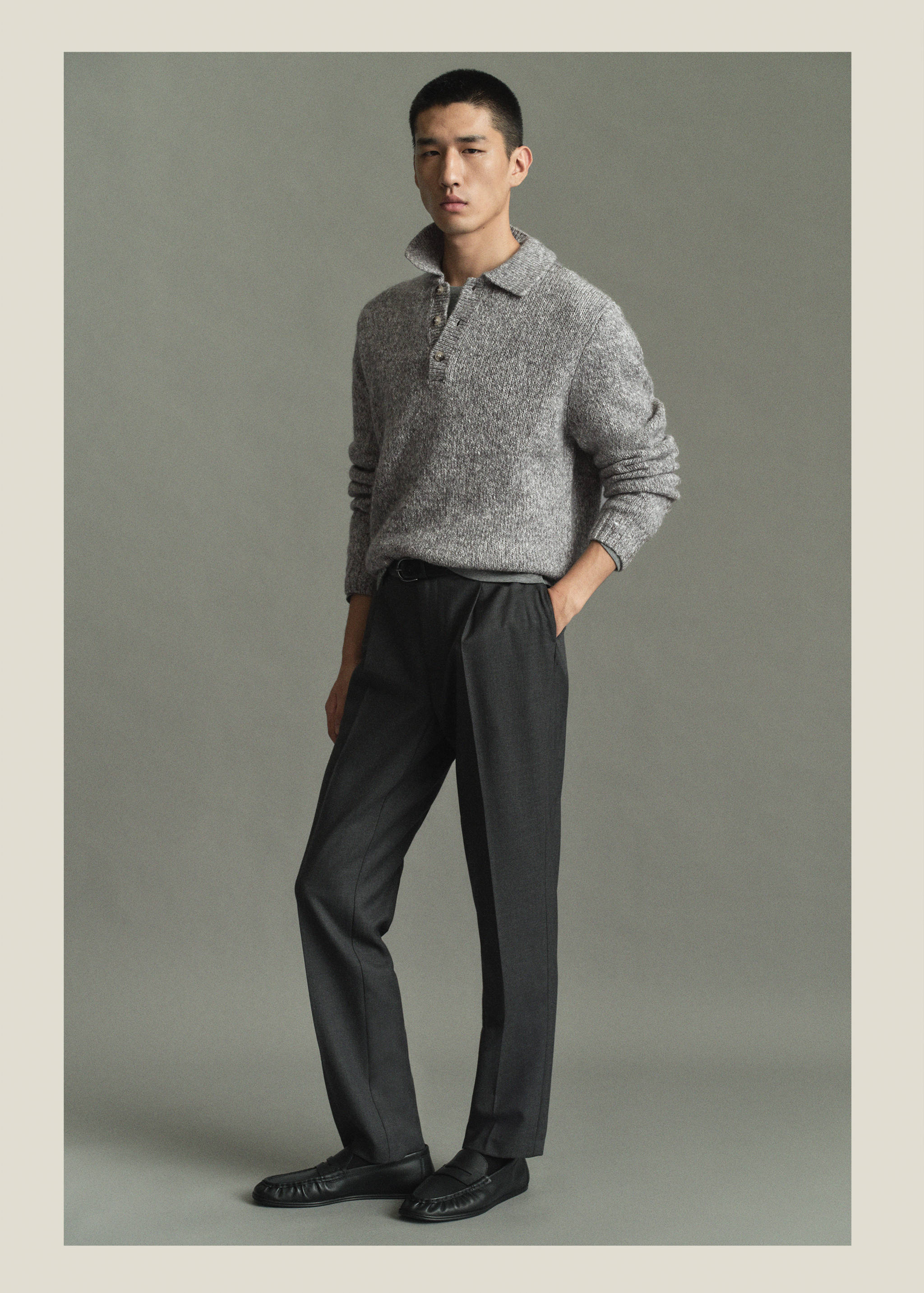 Knitted wool blend polo sweater - Details of the article 5