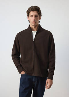 Cotton knit textured sweatshirt — Coffee 1