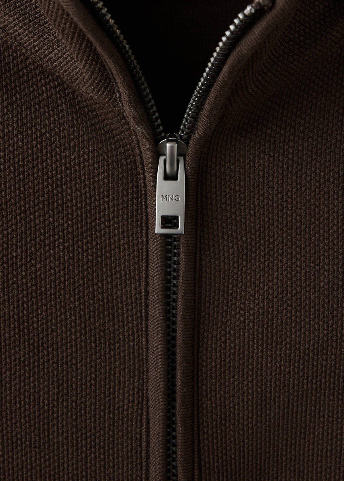 Cotton knit textured sweatshirt — Coffee