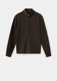 Cotton knit textured sweatshirt — Coffee 6
