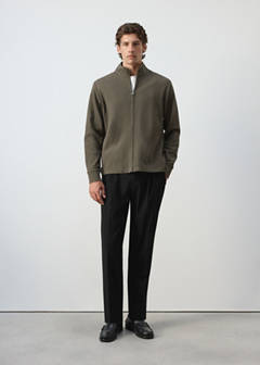 Cotton knit textured sweatshirt — Olive Green 2