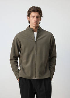 Cotton knit textured sweatshirt — Olive Green 1
