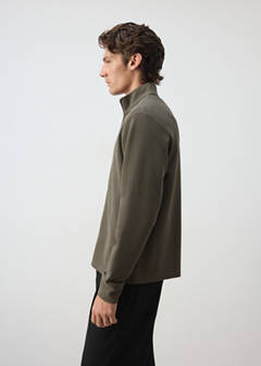 Cotton knit textured sweatshirt — Olive Green 5