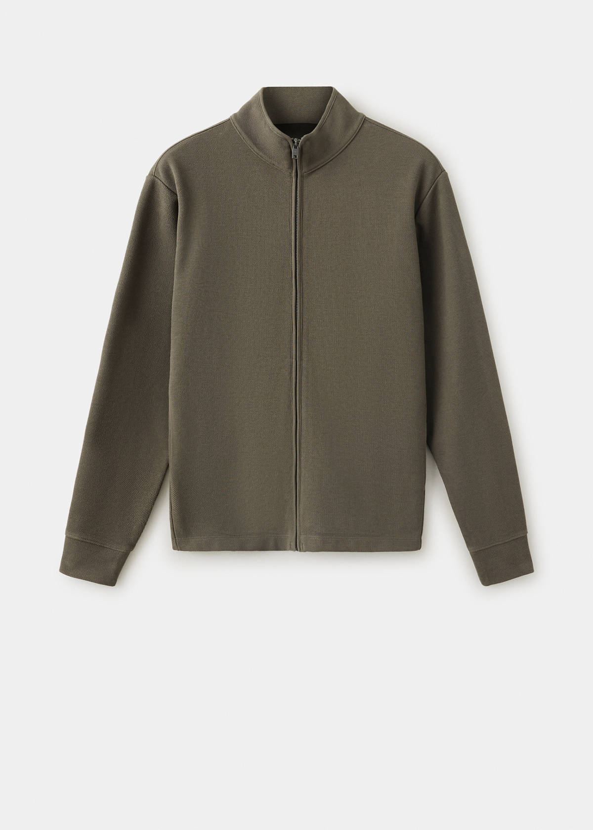 Cotton knit textured sweatshirt — Olive Green