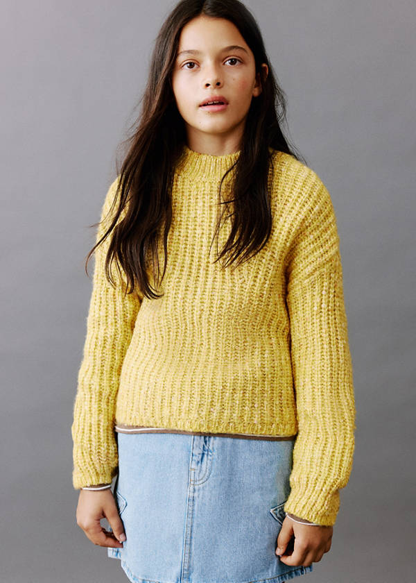 Flecked rib sweater — Lime