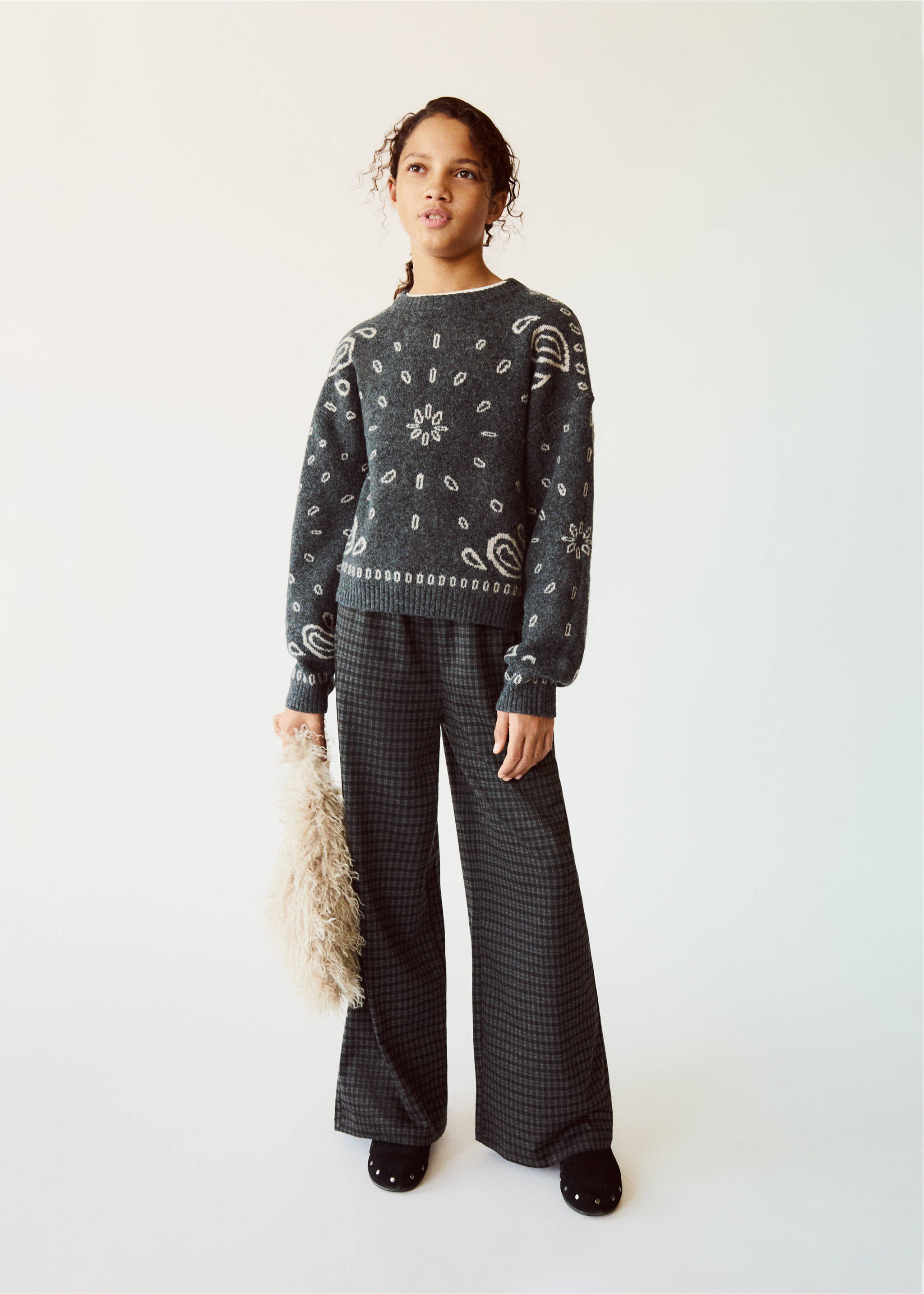 Pull-over maille jacquard - Plan général, Gris anthracite. Ref: 37027924-00.