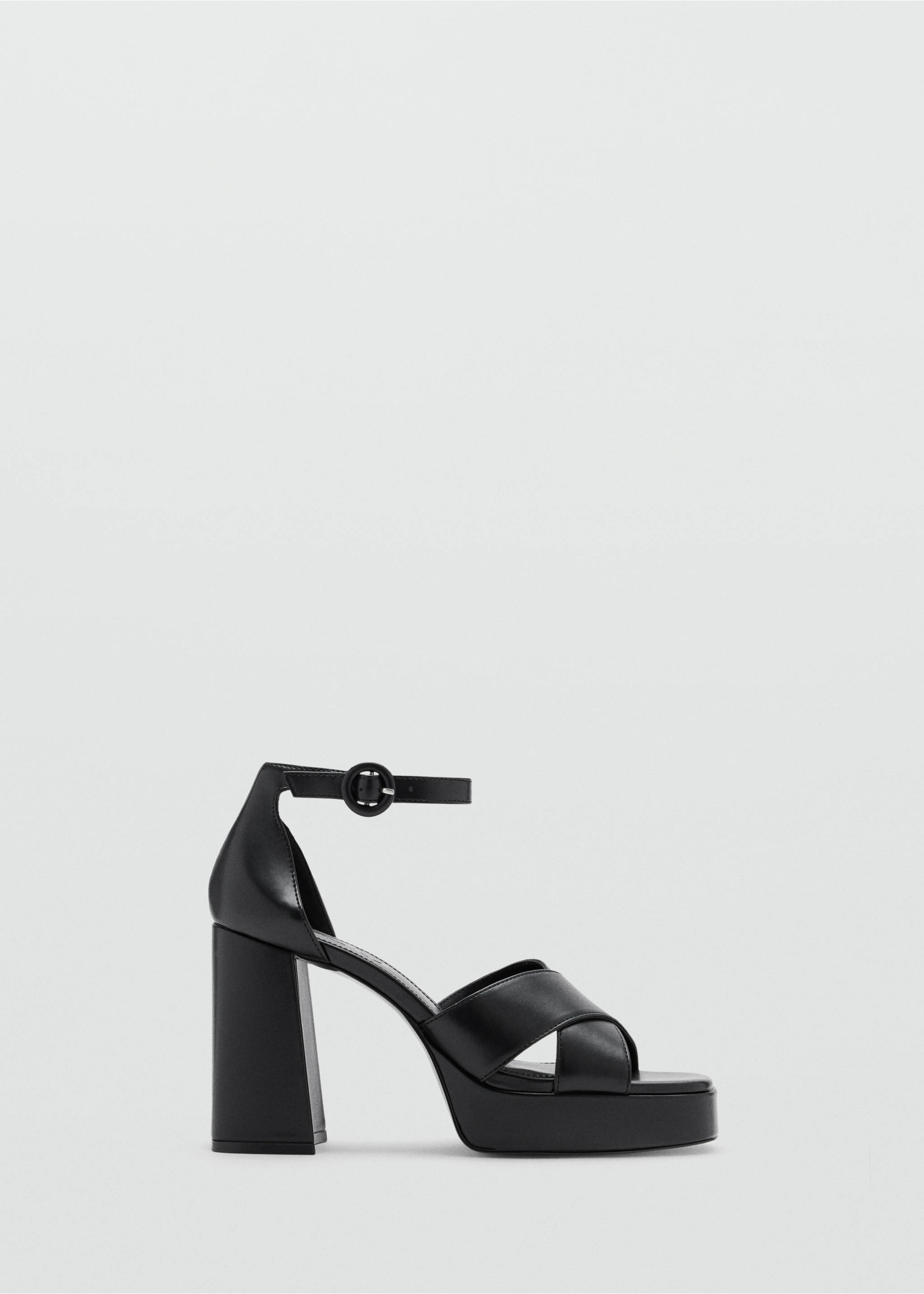 Black platform sandal with a block heel and crossover straps., Black. Ref: 37027926-00.