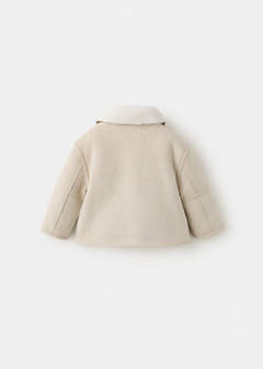 Suede and shearling-effect coat — Ecru 3