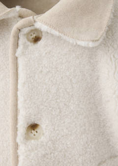 Suede and shearling-effect coat — Ecru 2