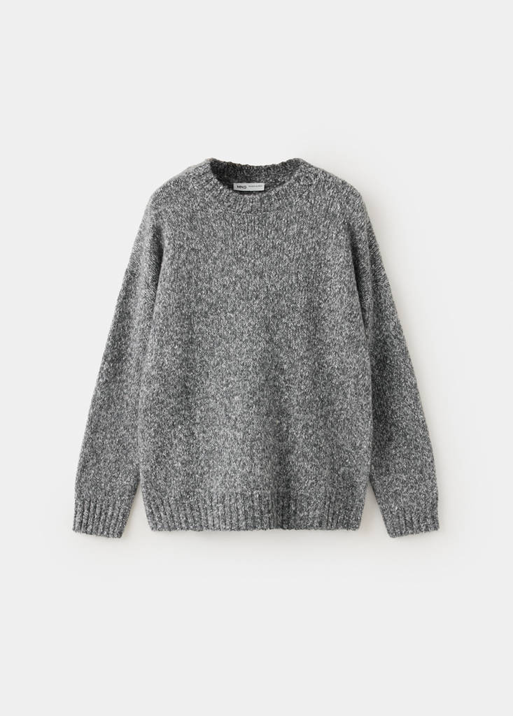 Sweter melanżowy z okrągłym dekoltem średni szary - Dzieci - 13-14 lata - MANGO KIDS