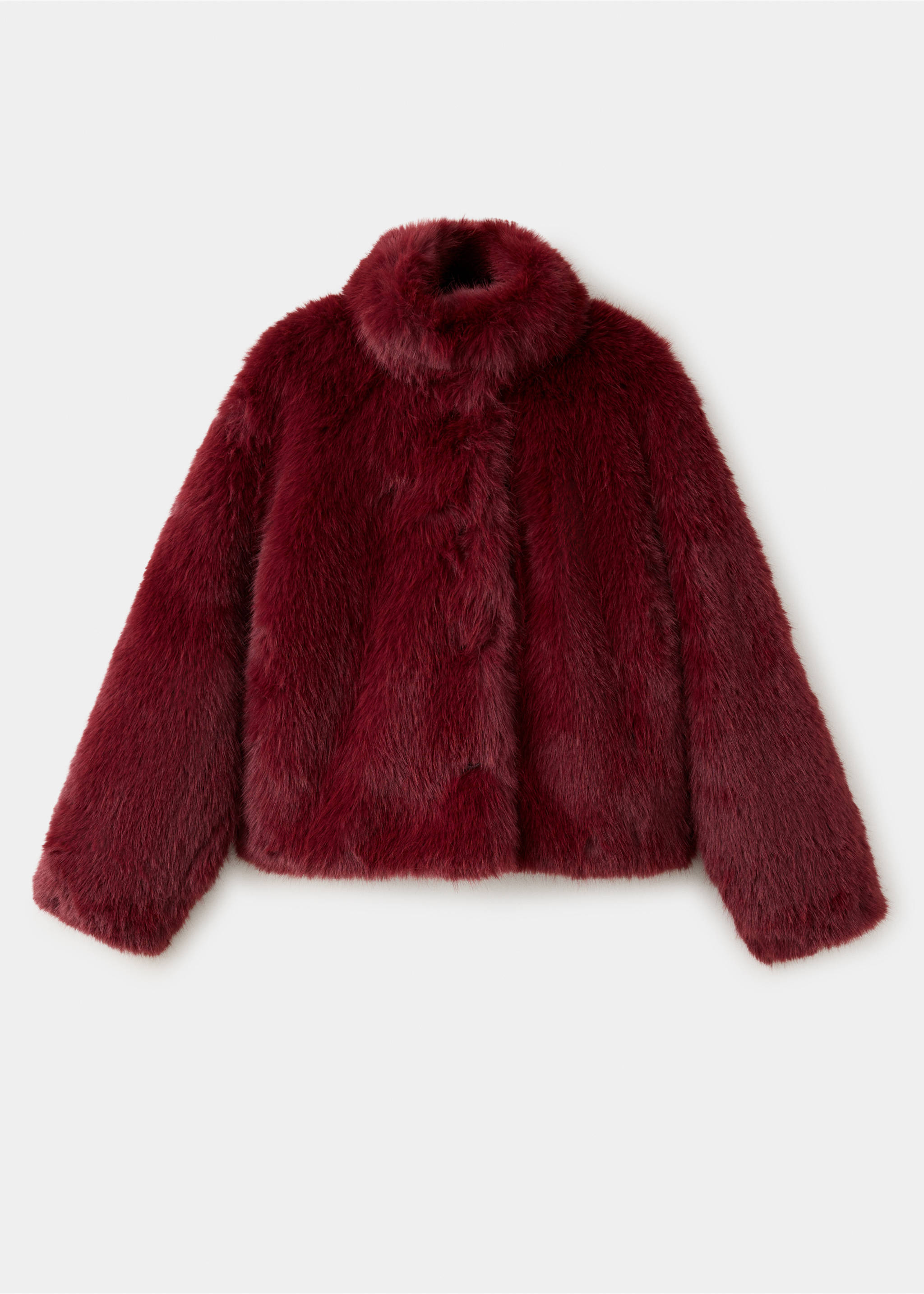 Manteau fausse fourrure à boutons - Article sans modèle, Rouge. Ref: 37027930-00.