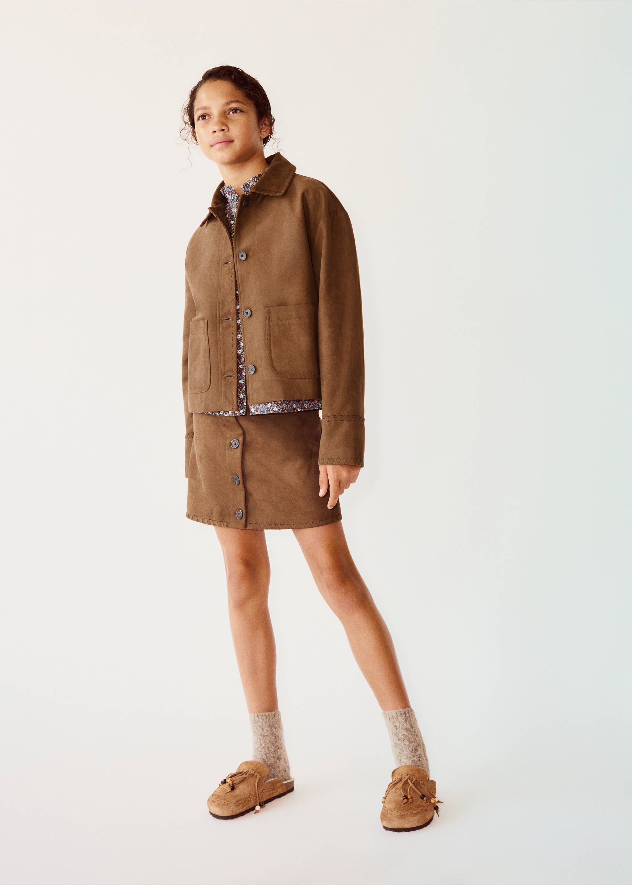 Suede effect jacket - General plane, Brown. Ref: 37027934-00.
