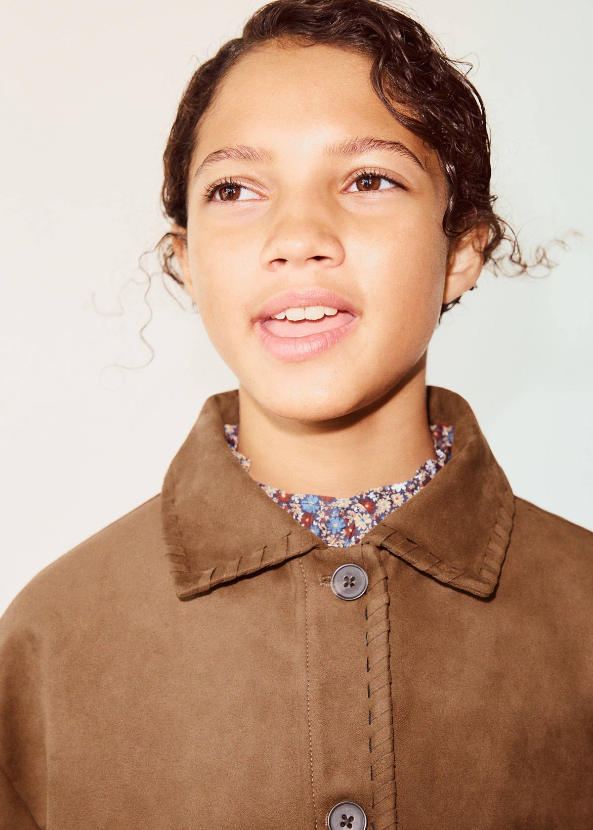 Suede effect jacket — Brown