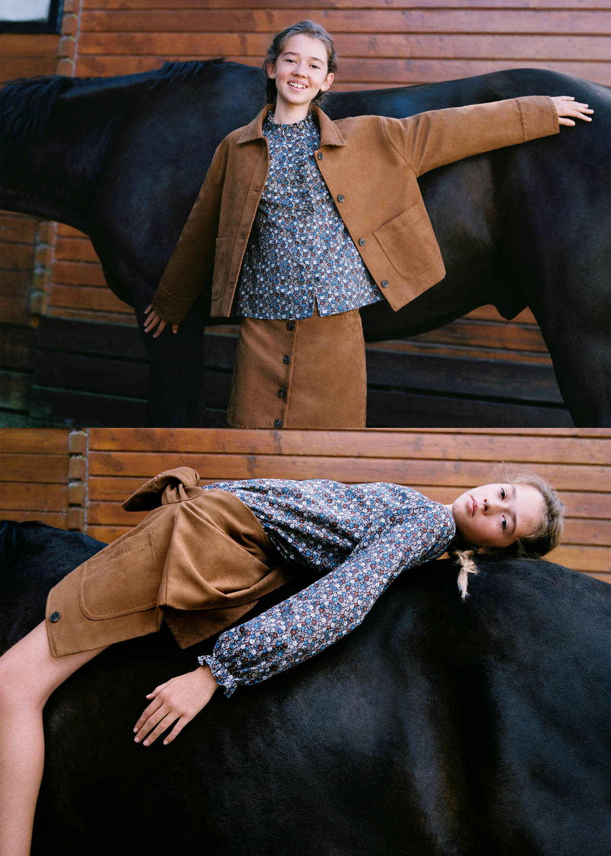 Suede effect jacket — Brown