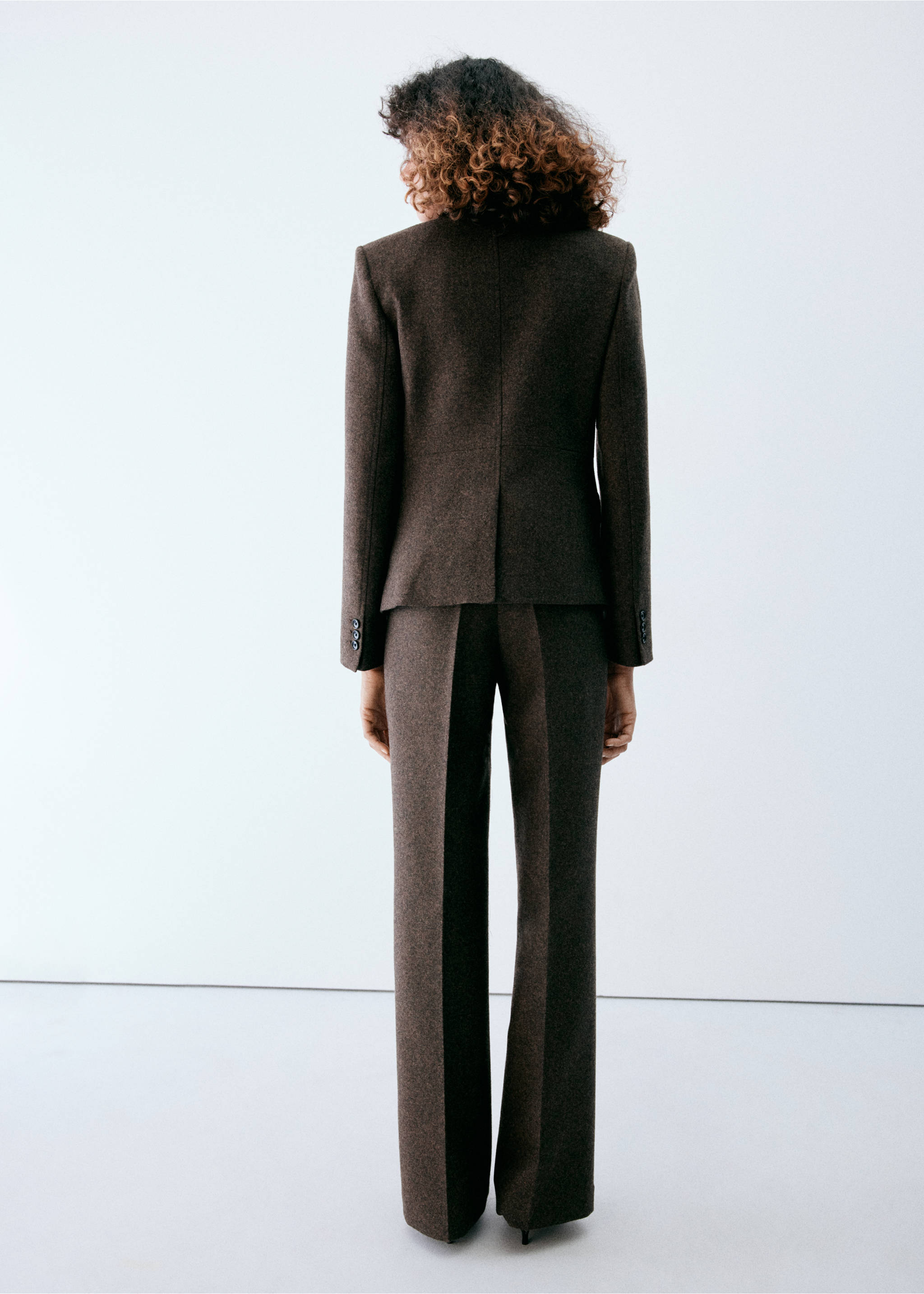 Straight-fit suit trousers - Reverse of the article, Brown. Ref: 37027945-00.